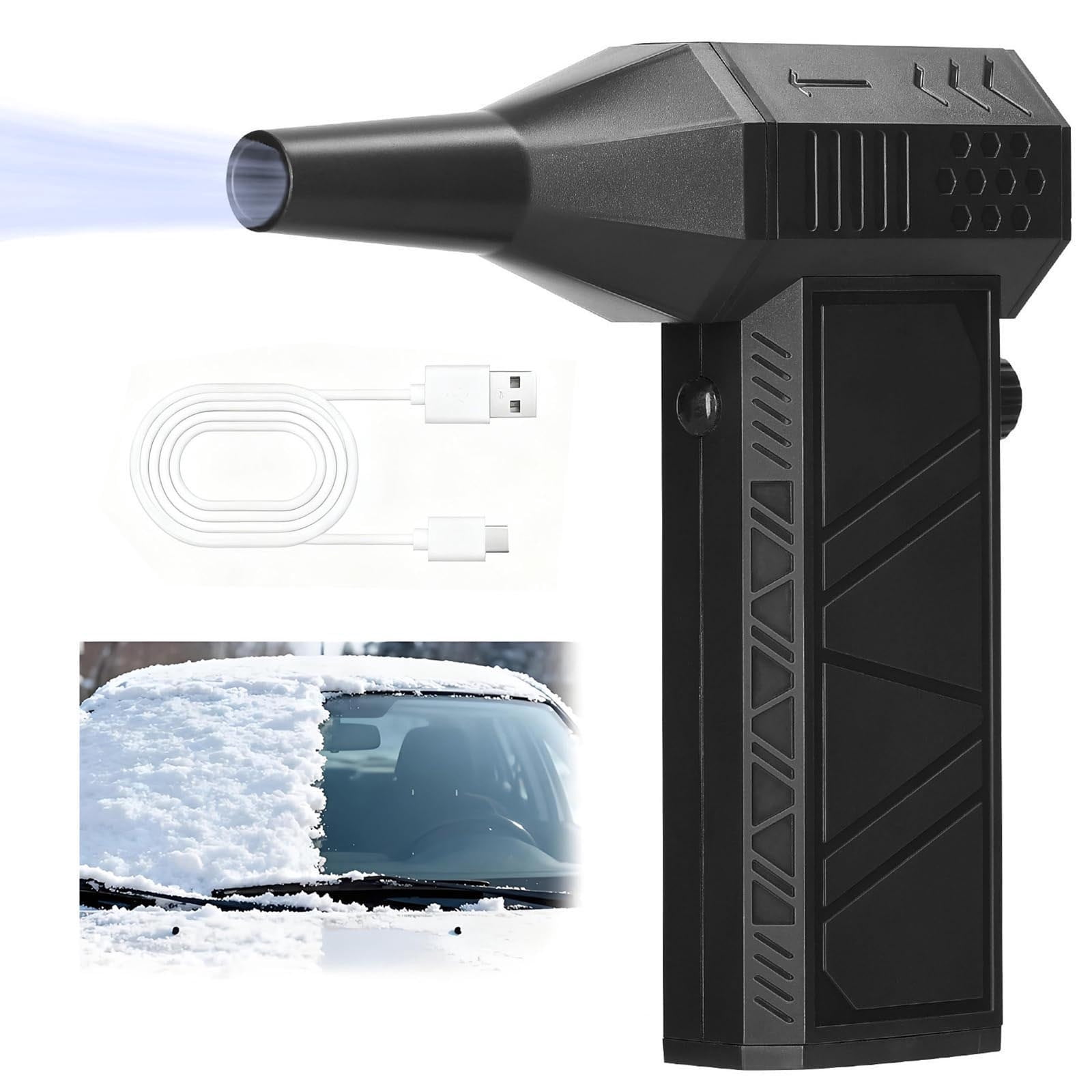 5000W Snow Blower, High-Speed Brushless Motor, Portable Air Duster for Snow and Debris, Adjustable Speed for Home and Car, Long-Running Battery, Ergonomic, Multiple Applications
