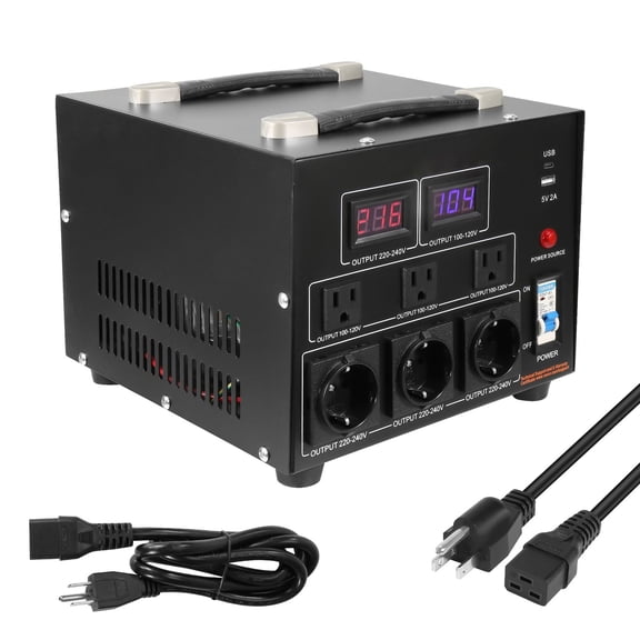 5000W Voltage Converter Transformer Step Up Down 110V to 220V 220V to 110V with US EU 5V USB Ports CE Certified for Home Appliances