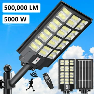 5000W Solar Street Light Outdoor - LED Waterproof Outdoor Courtyard Light, 500,000 LM Large Size Super Bright, Dusk to Dawn Parking Lot Light with Motion Sensor