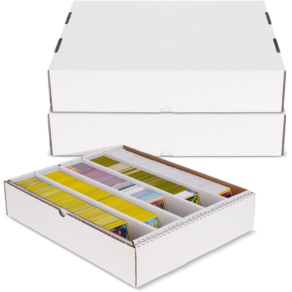 5000ct Trading Card Storage Boxes (Full Lid) 5 Pack | TCG & MTG Card Storage Organizer | Fits Card Dividers & Sorting Tray | Corrugated Cardboard Box for Collectible Cards