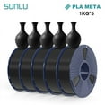 thumbnail image 1 of 5000g 3D Printer Filament Bundle, SUNLU PLA META Filament 1.75mm, Neatly Wound Filament 5kg, 1000g Spool, 5 Pack, Black, 1 of 6