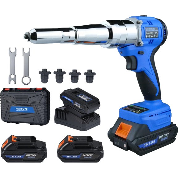 5000lbf Cordless Rivet Gun, 18V Brushless Electric Riveting Tool with 22.0Ah Batteries & Fast Charger, Automatic Rivet Gun for 3/32