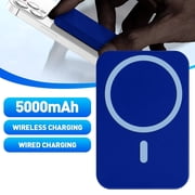 ABLINK Magnetic Power Bank, 5000mAh Wireless Magnetic Portable Charger for iPhone 15/14/13/12 Series-Blue