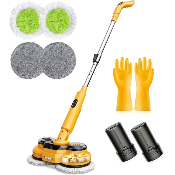 5000mAh Cordless Electric Mop with 800 RPM, Smart Display, LED Light, Water Spray, and 44.09-Inch Handle
