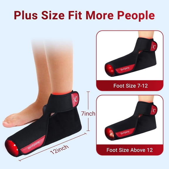 5000mAh Cordless Red Light Therapy for Foot & Ankle, Wearable Near Infrared Light Therapy Wrap, Flexible Light Shoe for Heel Joint Muscle, Fit Foot Size 7-12