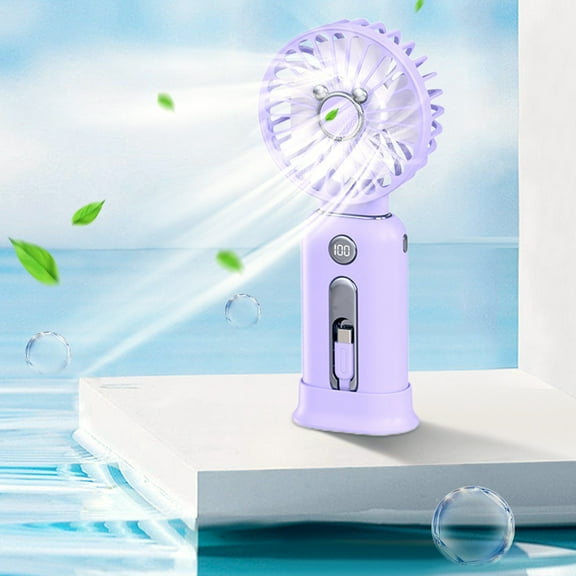 Yunuuuoa Portable Handheld Fan with Digital Display 5000mAh Fast Charging 2-in-1 Mini Fan Strong Airflow Quiet Operation USB Type-C for Office Outdoor Travel Camping
