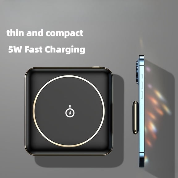 5000mAh Magnetic Wireless Mini Power Bank, Ultra-thin Backup External Battery for Camping, Portable Charger Battery Pack For iPhone 15 14 13 Pro Max Plus, Travel Essential, Best Gift