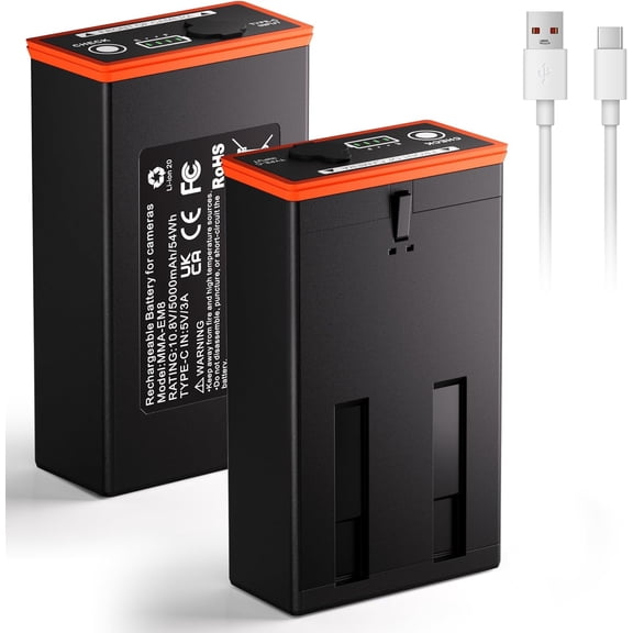 5000mAh Moultrie Power Mag Replacement Battery Compatible with Moultrie Cellular Trail Cameras Edge, Edge Pro, Edge 2, Edge 2 Pro, USB-C & Solar Panels Charging- 2 Pack