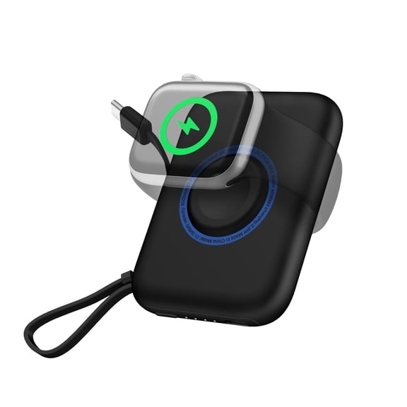 5000mAh Portable Charger for Apple Watch & iPhone 16/15 Power Bank, USB C, Black