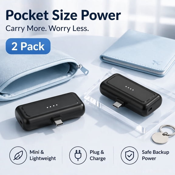 5000mAh Portable Power Pack, 2 Pack