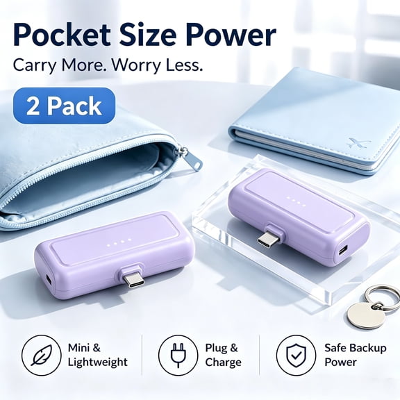 5000mAh Portable Power Pack, 2 Pack