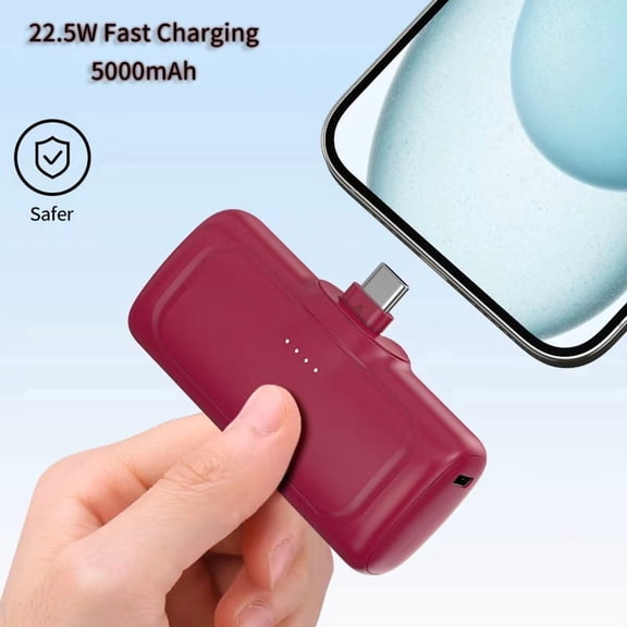 (5000mAh Portable USB-C Fast Charging Power Bank, 22.5W Mini Pocket Charger for Android Phones