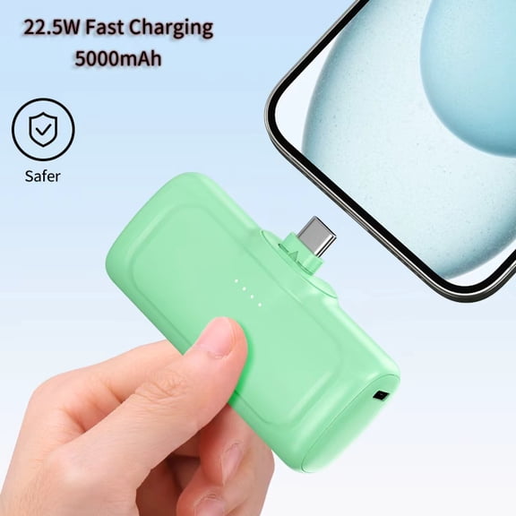 (5000mAh Portable USB-C Fast Charging Power Bank, 22.5W Mini Pocket Charger for Android Phones