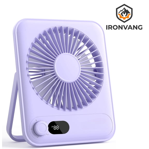 5000mAh Rechargeable Desk Fan, Portable Mini Personal Fan with LED Battery Display, Quiet USB Powered Table Fan, 100 Speed Levels, Adjustable Angle Fan for Office, Bedroom, Travel, Black