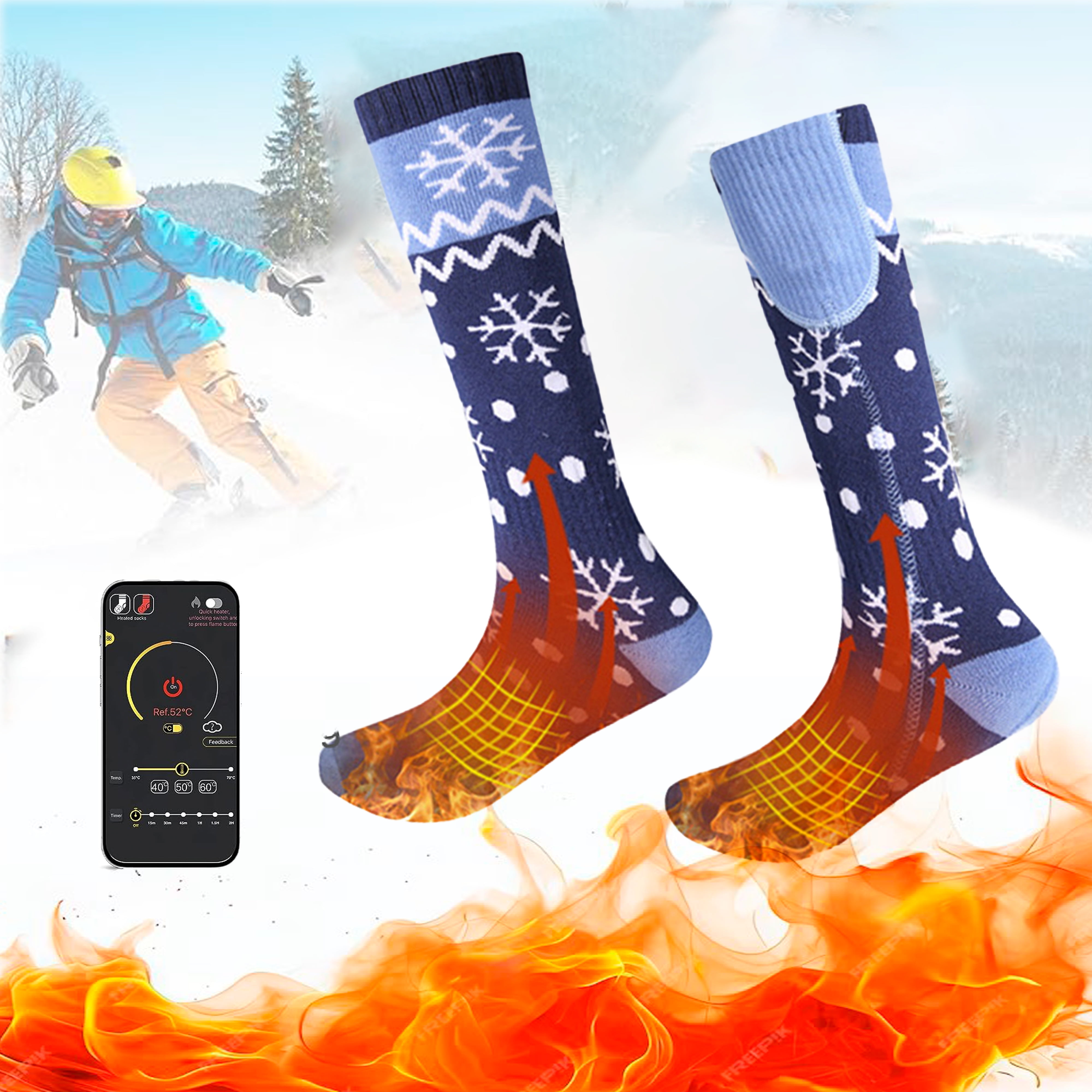 5000mAh Rechargeable Heated Socks for Men Women,Washable Electric