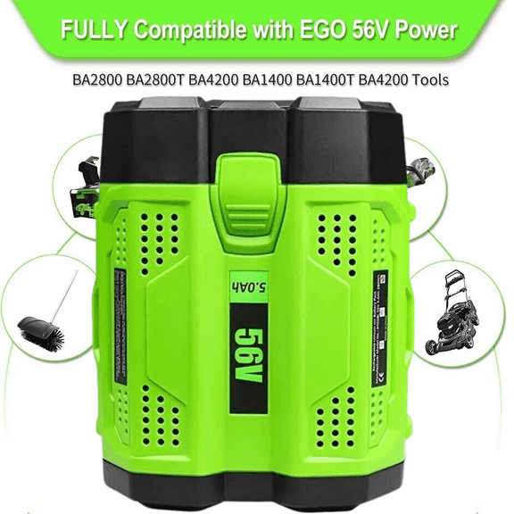 5000mAh Replacement for EGO 56V Battery Compatible with EGO 56 Volt Lithium Battery Power+ Tools BA2800 BA4200 BA4200T CS1604 CS1804 CS1403 HT2400 LB6504 LB5804 LB6500 LB4800 PH1400 (Green)