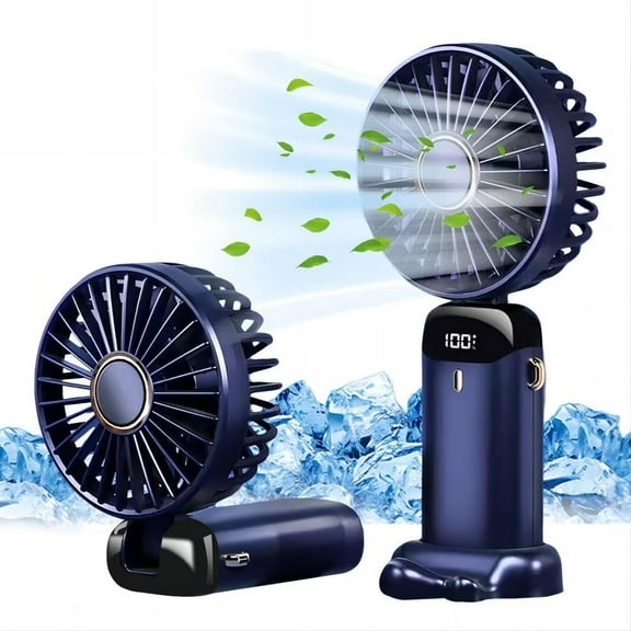 5000mAh USB Rechargeable Battery & 5 Speeds Portable Handheld Fan, Personal Fan with Lanyard [Blue]