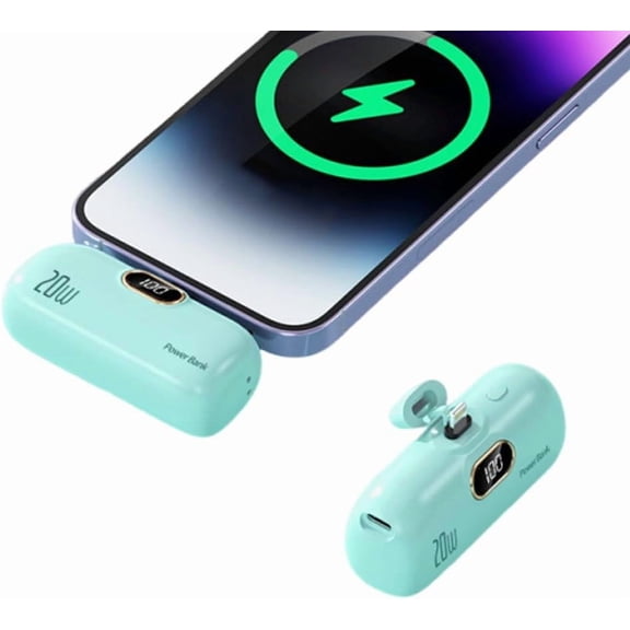 5000mah Mini Portable Charger for Phone, 22.5w Pd Fast Charging, LCD Display Battery Pack Compatible with iPhone 16/15/15 Plus/15 Pro/15 Pro Max/Android/Samsung/Moto/Lg(Green for iPhone)