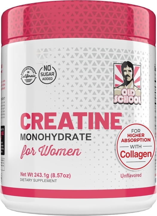 Old School Labs 5000mg Creatine Monohydrate Powder with Collagen Supplements for Women, 8.57 oz