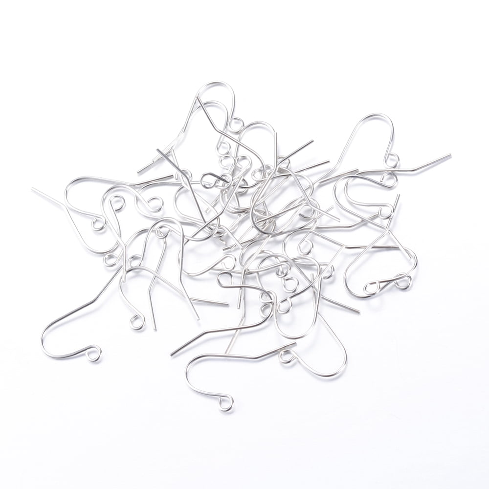 5000pc Iron Earring Hooks Ear Wire with Horizontal Loop Nickel Free Platinum 19x16mm Hole: 2mm 22 Gauge Pin: 0.6mm