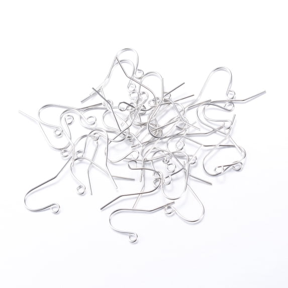 5000pc Iron Earring Hooks Ear Wire with Horizontal Loop Nickel Free Platinum 19x16mm Hole: 2mm 22 Gauge Pin: 0.6mm