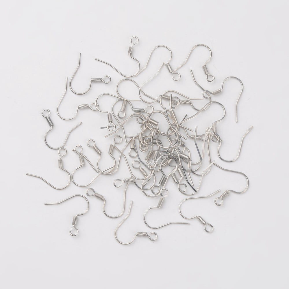 5000pc Iron Earring Hooks with Horizontal Loop Cadmium Free & Lead Free Silver 17x17.5mm Hole: 2mm