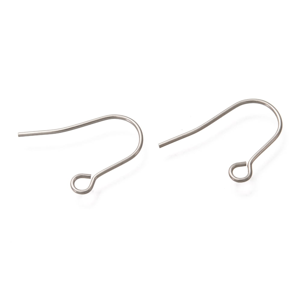 5000pc Tarnish Resistant 304 Stainless Steel Earring Hooks Ear Wire with Horizontal Loop Stainless Steel Color 18mm Hole: 2mm 21 Gauge Pin: 0.7mm