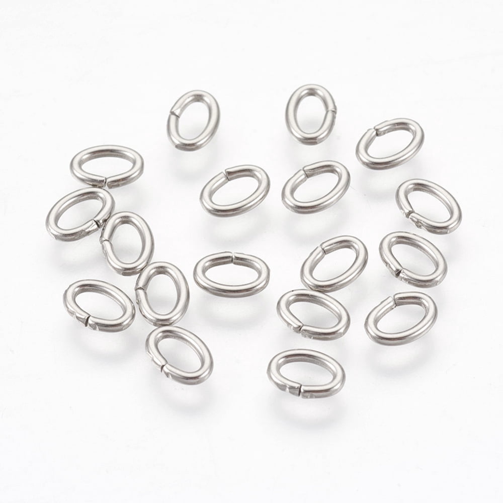 5000pc Resistant 304 Stainless Steel Jump Rings Jewelry Findings Closed but unsolder Oval Stainless Steel Color 18 Gauge 6x4x1mm Hole: 2x4mm