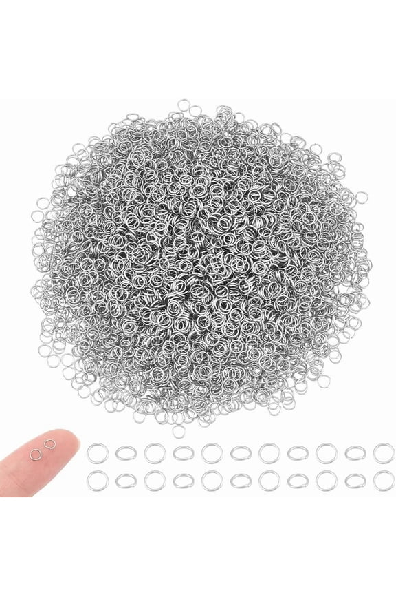 5000pcs 3mm Jump Rings Stainless Steel Jump Ring Close but Unsoldered Jewelry Connectors Chain Links Metal Charm Link for Keychain Making Accessory Findings Inner Diameter 3mm