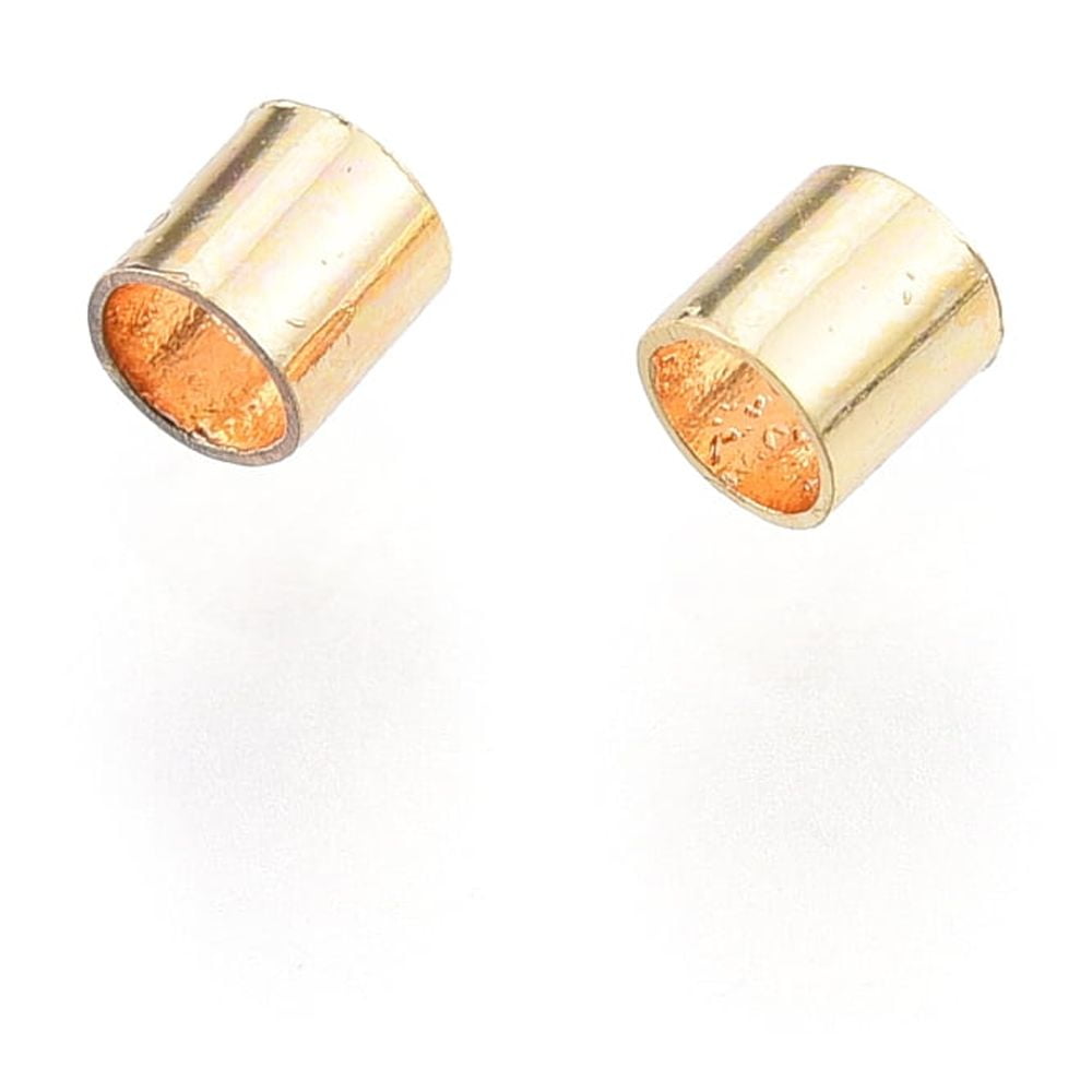 5000pcs Brass Crimp Beads Nickel Free Tube Real 18K golden Plated 2x2mm Hole: 1.5mm