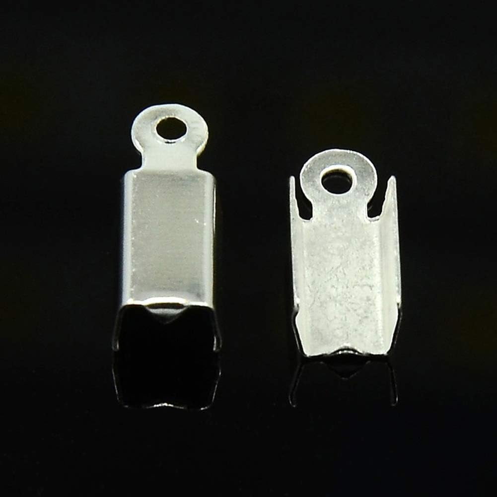 5000pcs Iron Cord Ends Silver 13x5x4mm Hole: 1.5mm