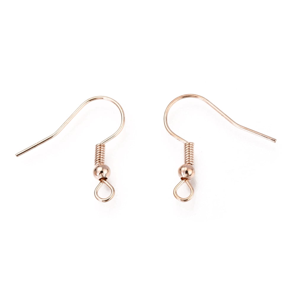 5000pcs Iron Earring Hooks Ear Wire with Horizontal Loop Cadmium Free & Lead Free Rose golden 17~19x0.8mm Hole: 2mm 22 Gauge Pin: 0.6mm