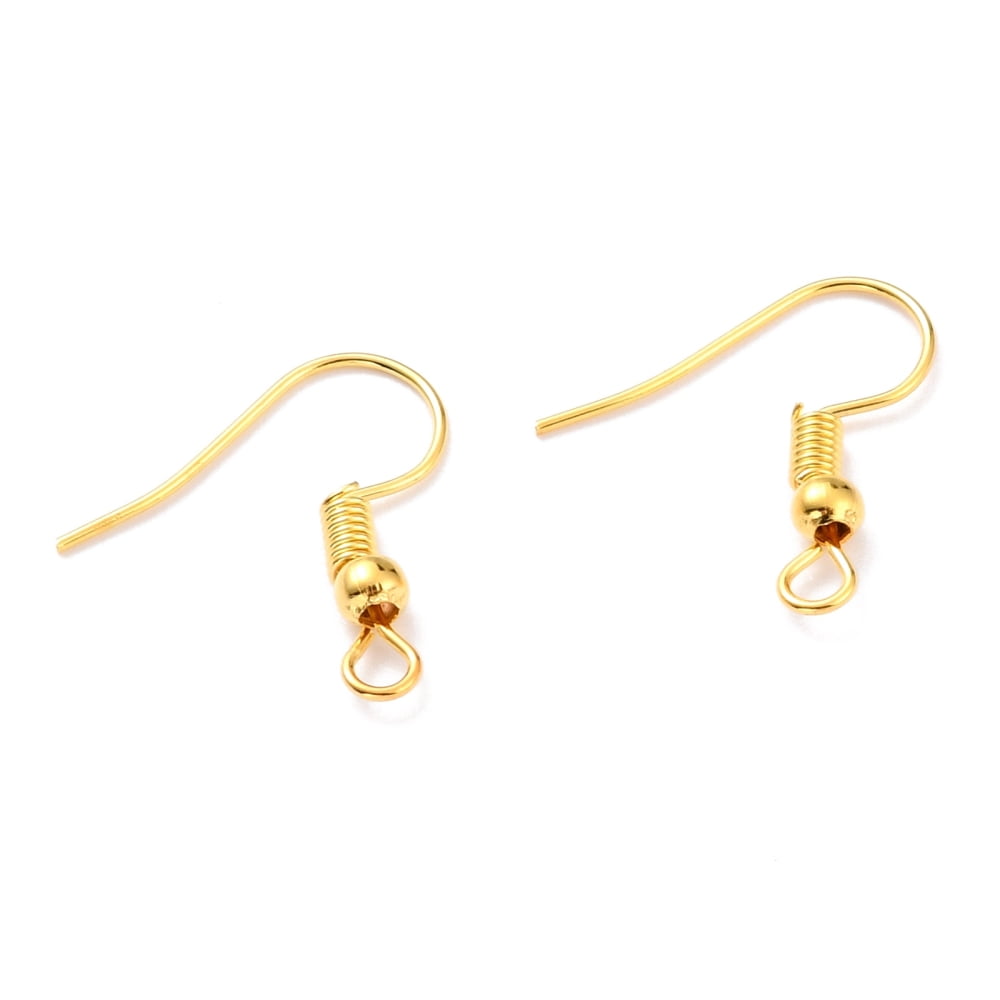 5000pcs Iron Earring Hooks Ear Wire with Horizontal Loop Cadmium Free & Nickel Free & Lead Free Golden 17~19x0.8mm Hole: 2mm 22 Gauge Pin: 0.6mm