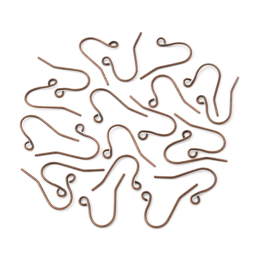 5000pcs Iron Earring Hooks with Horizontal Loop Nickel Free Red Copper 19x16mm Hole: 2mm 22 Gauge Pin: 0.6mm