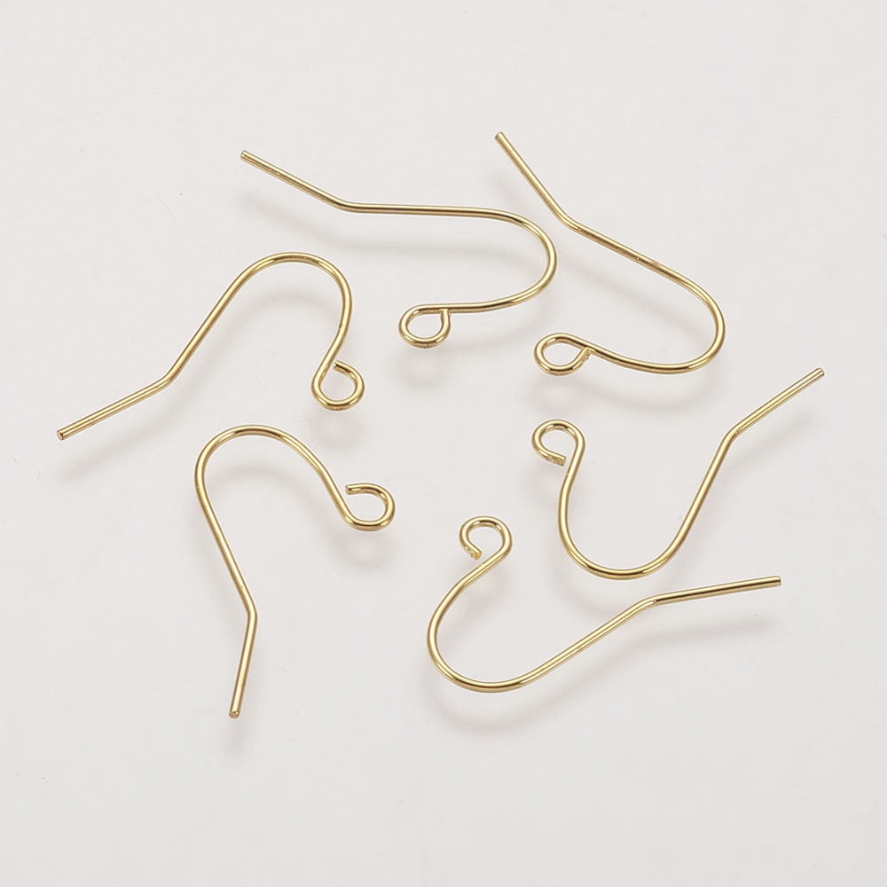 5000pcs Jewelry Findings Iron Earring Hooks Ear Wire with Horizontal Loop Nickel Free Golden 12x17mm