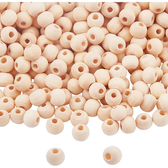 5000pcs Natural Wood Beads Bulk 6mm Unfinished Wooden Beads Round Loose Beads Smooth Spacer Beads for Bracelet Necklace Jewelry and Crafts Making Hole 2~3mm for DIY