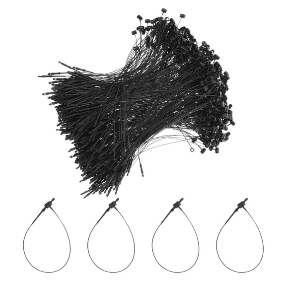 5000pcs Plastic Tag Ties Fastener 6 Inch Security Loop Tie Round Hang Tags Snap Lock for Clothing Price Tag, Black