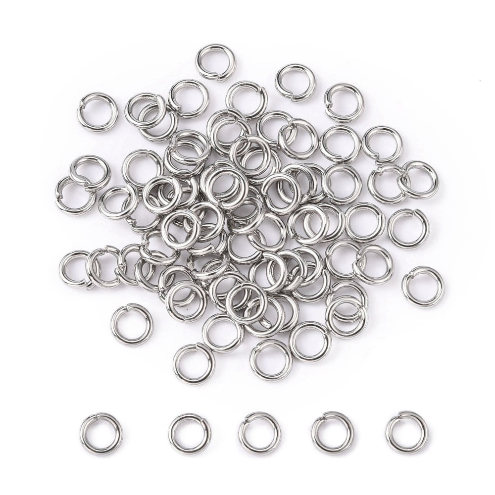 5000pcs Tarnish Resistant 304 Stainless Steel Jump Rings Open Jump Rings Stainless Steel color 6x1.2mm Inner Diameter: 3.6mm