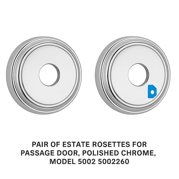 5002 Pair of Estate Rosettes for Passage Door Functions, Polished Chrome Finish, Heavy-Duty Decorative Door Knob Backplates, 1+ LB, Premium Estate for Interior Doors 5002260