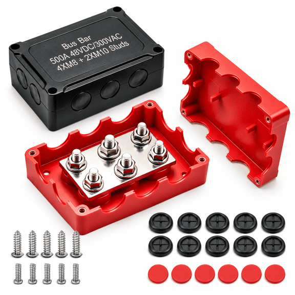 500A 4 x 5/16” (M7)+2 x 3/8” (M10) Heavy Duty Waterproof Power Distribution Block Busbar