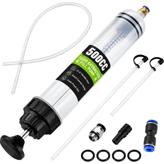 500CC Fluid Extractor Pump, Oil Extractor Pump with 2 Flexible Hoses, Manual Fluid Transfer Pump for Transmission Fluid, Fluid, Coolant, Differential, Gear Oil, Automotive Fluid Extractor