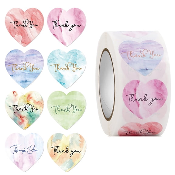500Counts Heart Shape Thank You Labels 1Inch Heart Seal Sticker Thank You Sticker for Wedding Valentines Packaging