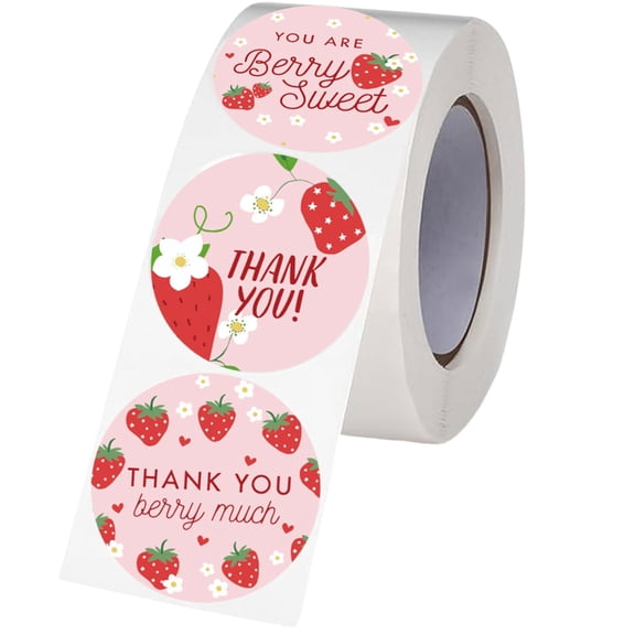 500Counts Strawberry Thank You Labels Seal Sticker Adhesive Labels Thank You Sticker for Wedding Valentines Packaging