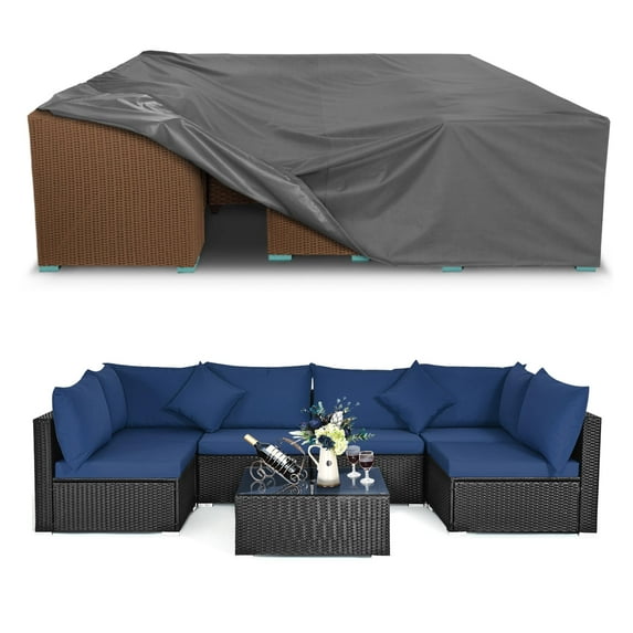 500D Patio Furniture Covers Thickening Outdoor Cover Protective Grey 126"x126"x28"