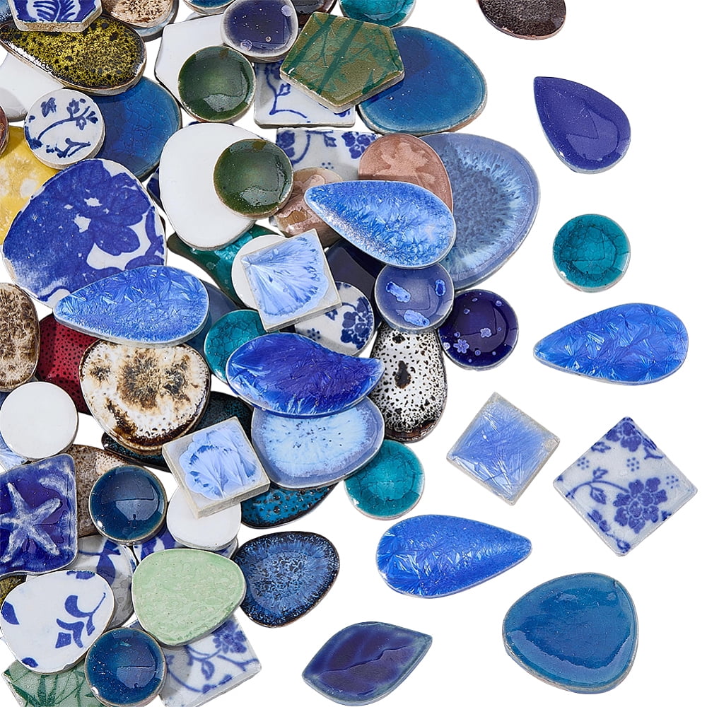 500G Handmade Porcelain Cabochons Mosaic Tiles Mixed Color Mixed Shapes 19~37.5x19~33.5x5.5~8mm