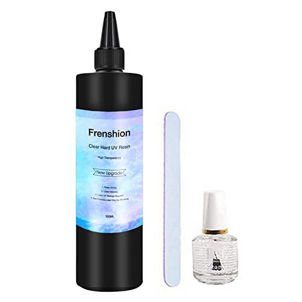 500G UV Resin-Upgrade I Minute Quick Cure! Hard Type Crystal Clear UV Resin Glue for Jewelry Making,Casting & Coating Craft Decoration+Brush File+15ML Finish Oil
