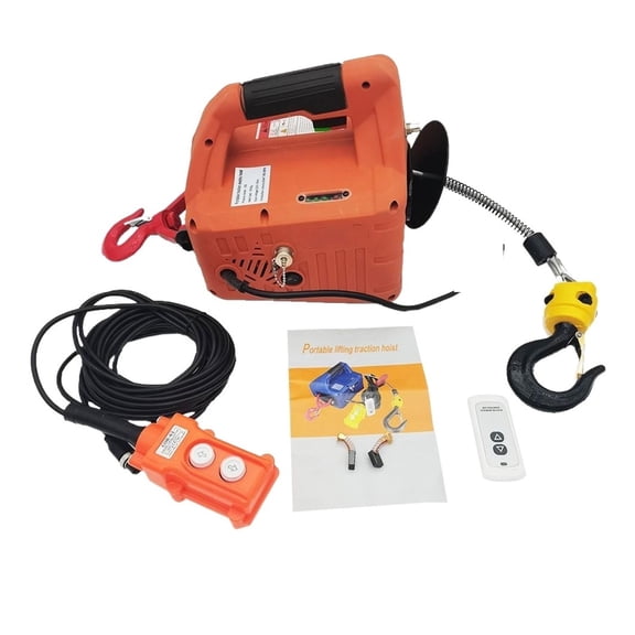 500KG Load Portable Electric,Winch Traction Hoist Manual/Remote Control/Wire Control Electric Hoist Hoist Lifting Tool ,Outstanding Load Capacity