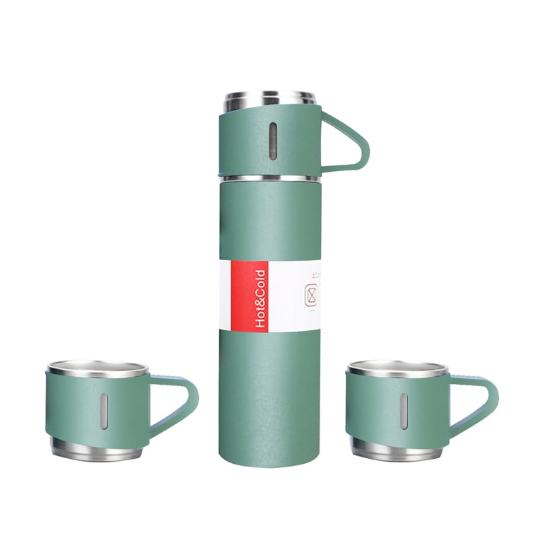 500L Insulated Thermos Bottle with 2 Extra Cups Stainless Steel Coffee  Travel Mug Leakproof Coffee Tumbler Sport Flask Cup for Hot & Cold Drink