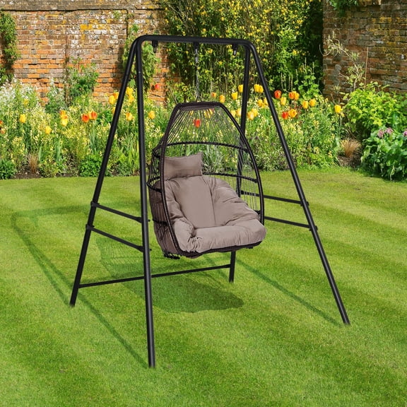 500LBS Heavy Duty Metal Swing Frame, Powder-Coated Steel A-Frame Freestanding Swing Stand, Weather Resistant Universal Swing Frame for Hammock Chair Saucer Swing Indoor Outdoor
