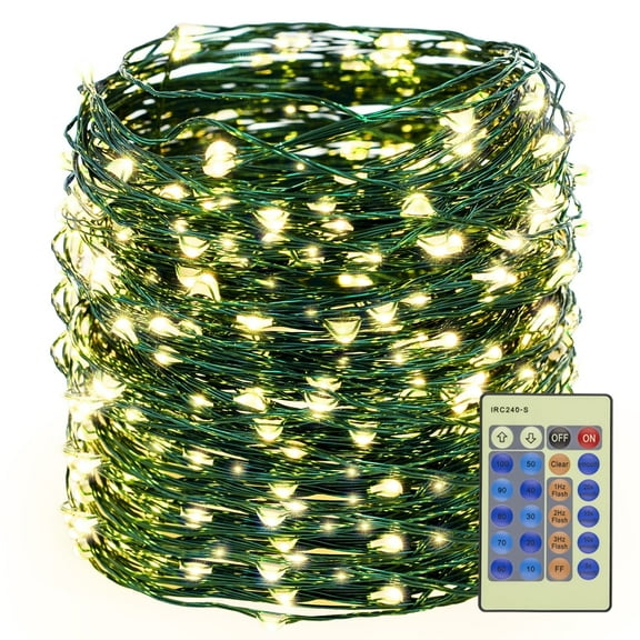 Decute 500 LED 164FT Christmas Lights, Dimmable Fairy String Lights with Remote, Green Wire Warm White, UL Listed for Indoor Outdoo Decor
